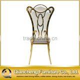 Classical White High Back Wedding Chair With Golden Stainless Steel thumbnail-2