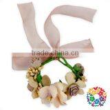 Beautiful Pink Wedding Flower Girl Head Hair Wreath And Matching Bracelet thumbnail-2