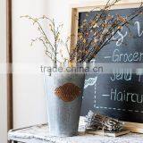 Garden Decoration Indoor Tall Galvanized Bucket Vase Metal Flower Tin Pot With Handles thumbnail-3