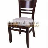Single Wooden Solid Wood Dining Restaurant Cafe Chairs With PU Cushion thumbnail-2
