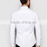 2016 Latest Design Long Sleeve Chest Pocket 98% Cotton 2% Elastane Soft Poplin Slim Fit Casual White Solid Mens Business Shirts thumbnail-2