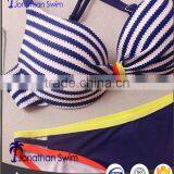 Sexy Popular Stripe Print Bandeau Top and Color Block Bottom Swimsuits. thumbnail-5