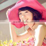 Wide Large Brim Summer Women's Beach Sun Straw Hat Beach Derby Hat Cap 3171 thumbnail-1
