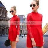 Latest Dress Designs For Ladies Dress 2014 New Women Fashion European Square Collar Lace Patchwork thumbnail-2