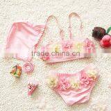 S31357W New Style Summer Wear Girls Flower Appliqued Swimming Suits thumbnail-1