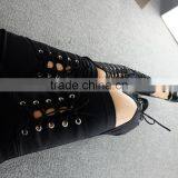 M1192 Runwaylover Hollow Cross Bandage Tight Pants Autumn Demin Pants thumbnail-5