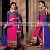 Ash Color Zari Design Beauty Charm Designer Semi Stitch Salwar Kameez thumbnail-6