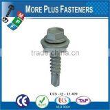 Made in Taiwan Hex Washer Head With Bonded Washer Double Thread Painted Head Hex Metal Hex Washer Head Drill Point Roofing Screw thumbnail-5