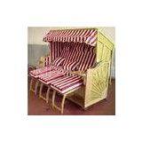 3 Seat Roofed Wicker Beach Chair & Strandkorb With Wood And Rattan Frame