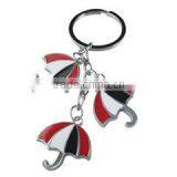 Newest Hot Sale Three-pieces Enamel Epoxy Parachute Charm Key Ring With Silver Plated
