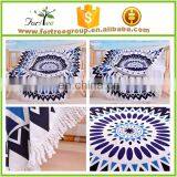 custom fringe round beach towel