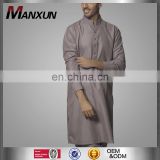 Manxun High Quality Casual Kurta Design for Men Light Brown Cotton Suit Regular Collar Dubai Jubba