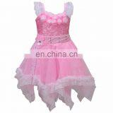 Pink Classy Baby Girls Party Wear Frock Dress Floral Applique for Kids thumbnail-1