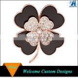 High Quality Metal Rose Gold Acrylic Four Leaf Clover Jewelry Brooch For Women Gifts