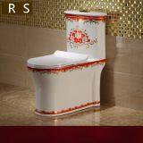 Golden red color one piece ceramic siphonic floor mouonted toilet