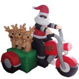 Outdoor Inflatable Santa Claus Riding Motorcycle With Reindeer for Christmas Decoration thumbnail-2