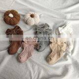 2020ins Children Spain Autumn and Winter New Big Bow Woolen Baby Socks Solid Color Tube Socks thumbnail-1