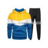 Custom Logo Mens Panels Stitching Sweatpants and Hoodie Sweatsuit Set thumbnail-4