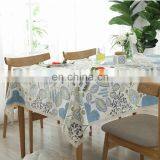 High Quality Table Cloth Blue Vintage Flower Printed Table Cloth Cover Dining Table Cloth thumbnail-2