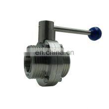 Dn50 Sanitary ss Stainless Steel 304 316 Manual Thread Butterfly Valve With Pull Handle thumbnail-1