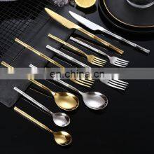 Kitchen Spoon Fork Wedding Bamboo Handle Stainless Steel Silverware Cutlery Set Gold Flatware thumbnail-1