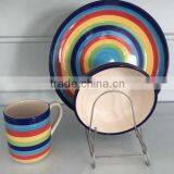 Round Striped Stoneware Dinner Set, Tableware Dinner Set, China Supplier Handprinted Stoneware thumbnail-4