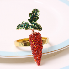 Hot Selling Red Carrot Napkin Cloth Holder With Green Leaf For Table Decoration thumbnail-2