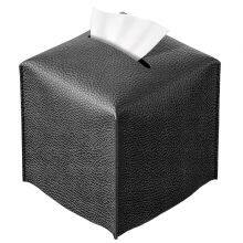 Pu Leather Tissue Box Holder Square Tissue Box Cover Modern Stylish Tissue Box Organizer for Bathroom thumbnail-4