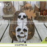 2015 natural wood carved with skull face Halloween Decoration