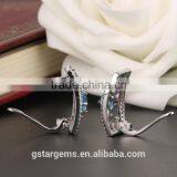 925 Sterling Silver 2.9CT Genuine Gems(Topaz,Amethyst,Garnet,Citrine,Peridot) Handmade Clip on Earring thumbnail-5
