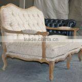 French Country Style Wooden Linen Fabric Cover Sofa Armchair thumbnail-2