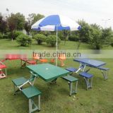 Portable plastic folding picnic table and chairs