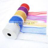 Merry Christmas Wired Edge Mesh Fabric Christmas Ribbon for Christmas Trees Decorative Large Size Small Packing Factory Price thumbnail-1