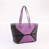 4189 Lastest Design Wholesale Price Color Block PU Material Lady Tote Bag thumbnail-3