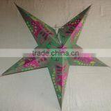 Green Glitter Printed Paper Star Lanterns