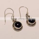 E0110-STERLING SILVER BLACK ONYX EARRING 5.84 thumbnail-1