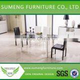 Tempered Glass Top Fiber Dining Table Set Made in Malaysia
