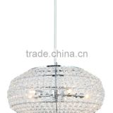 Metal Chrome Ceiling Mount Chandelier with Clear Glass Beads Hanging Lamp