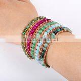Hand-woven Natural Gem Bracelet Bangle Multilayer Leather Bracelet Women Fashion Wrap Bracelet Jewelry Wholesale thumbnail-4