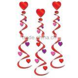 Valentines Day Red & Pink Swirl Hearts Hanging Decorations for Party thumbnail-6