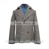 2015 New Style 100% Cashmere Grey Herringbone Custom Coat