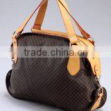 PVC Triped Material Top Zip Satchel Tote Bag Luxuries Detail Handbag thumbnail-3