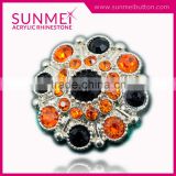 Orange and Black Rhinestone Flower Embellishments Buttons