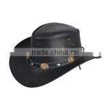 LEATHER COWBOY WESTERN STYLE HAT WITH LEATHER CONCO BAND thumbnail-2