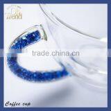 High Quality Multi-function Small Reusable Coffee Cup Sleeve Borosilicate Glass Tea Cupwith Blue Diamond Shank Unique Style thumbnail-2