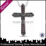 Men's 925 Silver Zircon Cross Pendants Jesus Christ Cross Pendant thumbnail-1