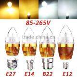 Glod Housing 3*1w E14/27 B22 Led Candle Light