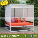 Outdoor furniture aluminum beach sunbed with sling curtain