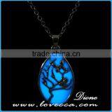 Luminous Necklace Magical Aqua Blue Tree Round Glow In Dark thumbnail-3