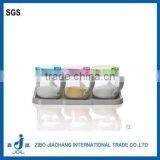 Three Pieces Clear Glass Cruet Set With Plastic Lid and Plastic Spoon thumbnail-1